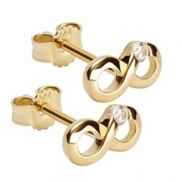 NKlaus Paar Infinity 9x4,5mm Ohrstecker 333 Gelbgold Zirkonia weiß Gold Damen Ohrringe 8886 - 1