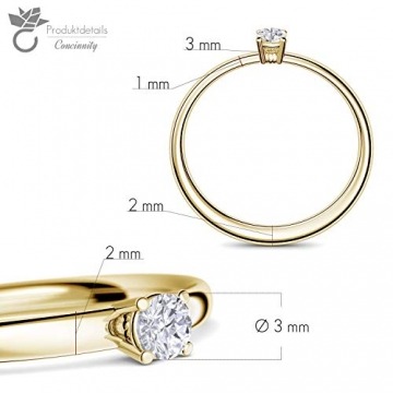 Verlobungsring Gold 585 750 PERSONALISIERT + ETUI mit individueller GRAVUR Damen-Ring Heiratsantrag Diamant-Ring Zirkonia Aquamarin Rubin Smaragd Saphir Brillant Blautopas - 7