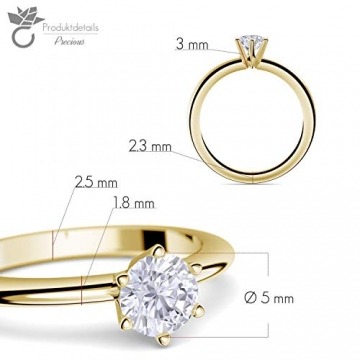 Verlobungsring Gold 585 750 PERSONALISIERT + ETUI mit individueller GRAVUR Damen-Ring Heiratsantrag Solitär-Ring Zirkonia Aquamarin Turmalin Blautopas Peridot Rauchquarz - 8