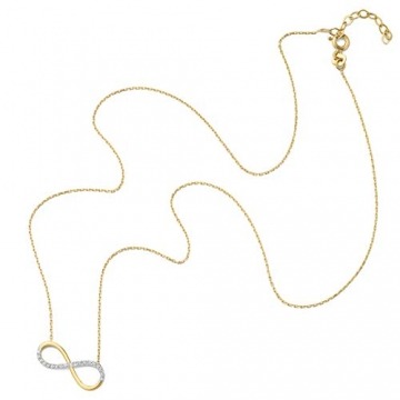 14 Karat 585 Gold Halskette Mit Zirkonia Unendlichkeit Anhänger - 3