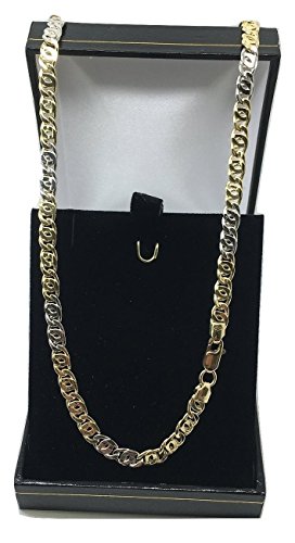 18 Karat / 750 8er Panzerkette Gelbgold Weißgold Bicolor - Breite 4.50 mm - Länge wählbar (60) - 2
