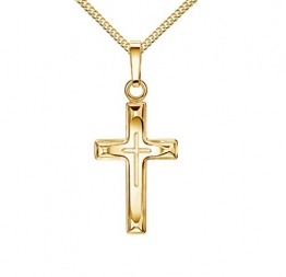 750 Gold-Kreuz Kreuz-Anhänger Gold-Kreuz Jesus Christus Ketten-Anhänger 750 Gold 18 Karat Mit Kette 50 cm - 1