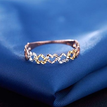 ANAZOZ 18K (750) Gold Ring Diamantring Herz Ringe Damen Diamant Solitär Trauringe Verlobungsring Paarringe Eheringe Farbe Größe 54 (17.2) - 2