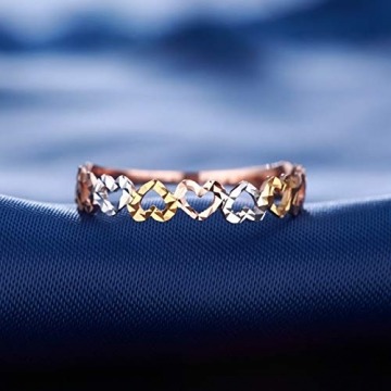 ANAZOZ 18K (750) Gold Ring Diamantring Herz Ringe Damen Diamant Solitär Trauringe Verlobungsring Paarringe Eheringe Farbe Größe 54 (17.2) - 3
