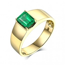 Beydodo Ehering Gold 750, Bandring 4-Steg-Krappenfassung mit Smaragd 1.39ct Verlobungsring Herren Ring Gold Schmuck Gr.70 (22.3) - 1