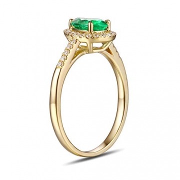 Beydodo Eheringe 750 Gold Tropfen Smaragd 0.73ct Verlobung Ringe für Damen Diamant Große 54 (17.2) - 3