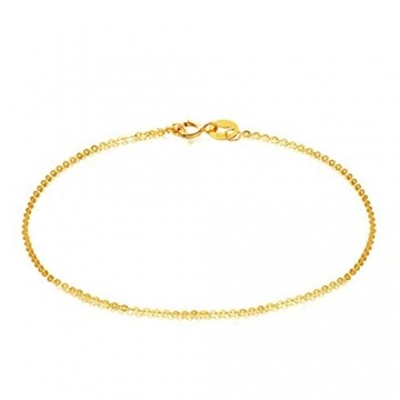 Beydodo Fuß Kette Damen Gold 750, Fusskette Schmal Rolokette Fußschmuck Damen Fußkette Charm 25CM - 1