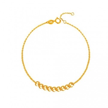 Daesar Damen Fußkette Gold 750, mit Beads Gold Strand Kette Fusskette Orientalisch 24CM - 1
