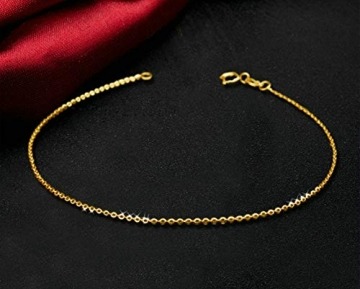 Daesar Damen Fußkette Gold 750 Rolokette Schmal, Gold Strand Kette Fusskette Orientalisch 24CM - 5