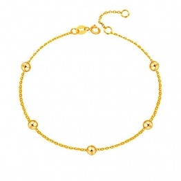 Daesar Frauen Fussketten Gold 750, mit Beads Rolokette Damen Fußketten Gold Vintage 24CM - 1