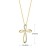 Damen Halskette mit Minimalist Kreuz Christian Anhänger aus 14 Karat 585 Gold mit echt Diamant 0.115 ct Schmuck - Verstellbar Kettenlänge: 40 + 5 cm - 2