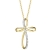 Damen Halskette mit Minimalist Kreuz Christian Anhänger aus 14 Karat 585 Gold mit echt Diamant 0.115 ct Schmuck - Verstellbar Kettenlänge: 40 + 5 cm - 1