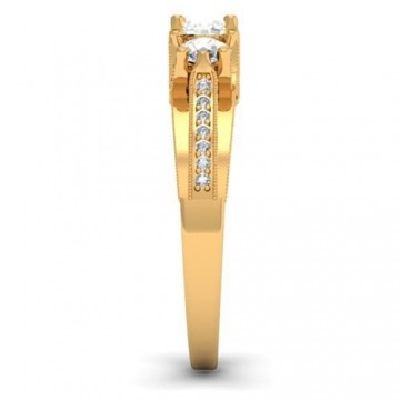 Damen Ring 1.00 Karat 18 Karat Gelbgold Rund Diamant Damen Vintage 3 Stein Verlobungsring 1 Karat - 3