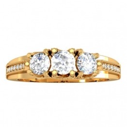 Damen Ring 1.00 Karat 18 Karat Gelbgold Rund Diamant Damen Vintage 3 Stein Verlobungsring 1 Karat - 1