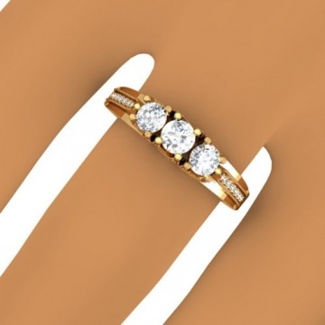 Damen Ring 1.00 Karat 18 Karat Gelbgold Rund Diamant Damen Vintage 3 Stein Verlobungsring 1 Karat - 4