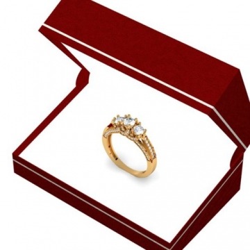 Damen Ring 1.00 Karat 18 Karat Gelbgold Rund Diamant Damen Vintage 3 Stein Verlobungsring 1 Karat - 5