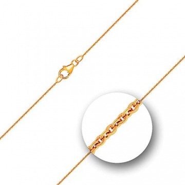 Edle Damen Gold Halskette 1.1 mm, Ankerkette rund 750 aus Gelbgold, Echt Gold Kette mit Stempel, Goldkette mit Karabinerverschluss, Länge 40 cm, Gewicht ca. 2.3 g, Made in Germany - 2