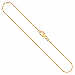 Edle Damen Gold Halskette 1.1 mm, Ankerkette rund 750 aus Gelbgold, Echt Gold Kette mit Stempel, Goldkette mit Karabinerverschluss, Länge 40 cm, Gewicht ca. 2.3 g, Made in Germany - 1