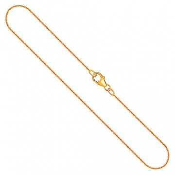 Edle Damen Gold Halskette 1.1 mm, Ankerkette rund 750 aus Gelbgold, Echt Gold Kette mit Stempel, Goldkette mit Karabinerverschluss, Länge 40 cm, Gewicht ca. 2.3 g, Made in Germany - 1