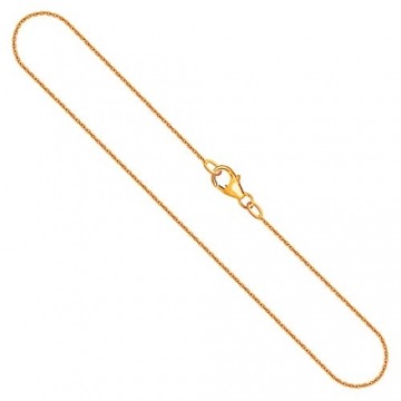 Edle Damen Gold Halskette 1.1 mm, Ankerkette rund 750 aus Gelbgold, Echt Gold Kette mit Stempel, Goldkette mit Karabinerverschluss, Länge 40 cm, Gewicht ca. 2.3 g, Made in Germany - 1