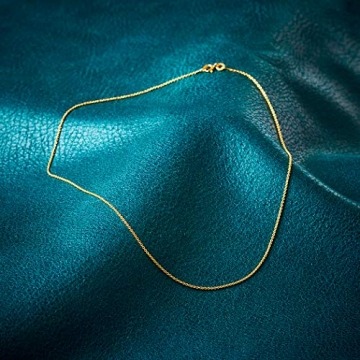 Edle Damen Gold Halskette 1.1 mm, Ankerkette rund 750 aus Gelbgold, Echt Gold Kette mit Stempel, Goldkette mit Karabinerverschluss, Länge 40 cm, Gewicht ca. 2.3 g, Made in Germany - 8