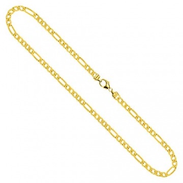 Goldkette Herren Echtgold 3.4 mm, Figarokette diamantiert 750 aus Gelbgold, Kette Gold mit Stempel, Halskette mit Karabinerverschluss mit Endkappen, Länge 90 cm, Gewicht ca. 30.0 g, Made in Germany - 1