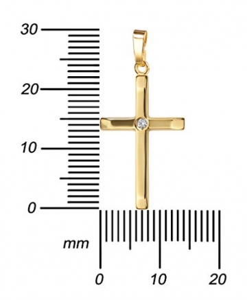 Goldkette Kreuz-Anhänger für Damen, Herren und Kinder Ketten-Anhänger 750 Gold 18 Karat + Brilliant und Schmuck-Etui mit Kette 50 cm - 3