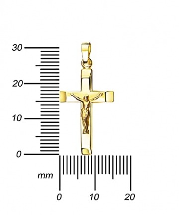 Goldkette Kruzifix-Anhänger 585 Gold 14 Karat Kreuz-Anhänger Jesus Christus Ketten-Anhänger mit Schmuck-Etui Mit Halskette - Kettenlänge 50 cm. - 3