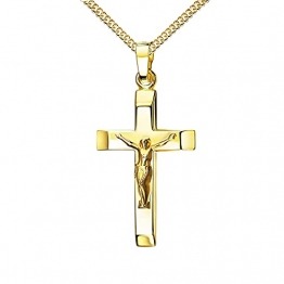 Goldkette Kruzifix-Anhänger 585 Gold 14 Karat Kreuz-Anhänger Jesus Christus Ketten-Anhänger mit Schmuck-Etui Mit Halskette - Kettenlänge 50 cm. - 1