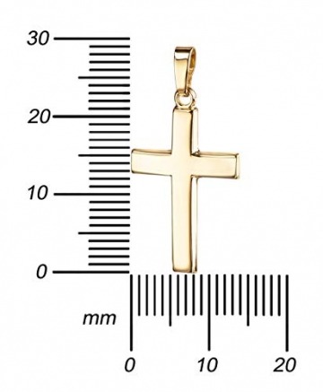 Goldkette mit Kreuz 585 Gold 14 Karat für Damen, Herren und Kinder Ketten-Anhänger in gewölbter Form + Schmuck-Etui mit Kette 40 cm - 3