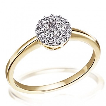 Goldmaid Damen-Ring Gelb Gold 585 21 Diamanten 0,25 Karat Glamour Fassung, Grösse 54 Brillanten Diamantring Verlobung - 1