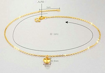 KnSam Fußkette Frau, Gold Fußkette Fusskettchen Gold Frau Fußkettchen 18 Karat (750) Gelbgold Herzform Für Frau Frau Gold - 2