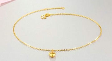 KnSam Fußkette Frau, Gold Fußkette Fusskettchen Gold Frau Fußkettchen 18 Karat (750) Gelbgold Herzform Für Frau Frau Gold - 4