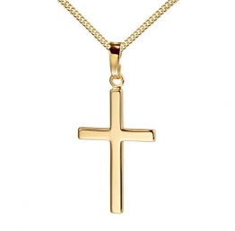 Kreuz-Anhänger mit Kette für Damen, Herren und Kinder als Ketten-Anhänger mit Kette 750 Gold 18 Karat Hochglanz mit Schmuck-Etui - 1