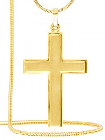 Kreuz Anhänger (Ohne Kette) Echtes Gelbgold 750 Gold (18 Karat) 40mm x 22mm Goldkreuz Bologna A-06085-G503 - 3