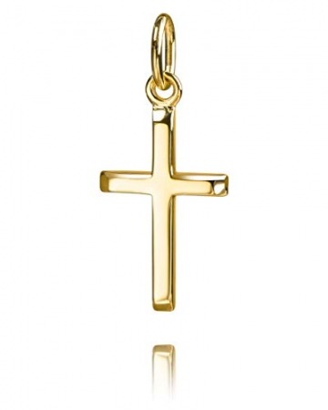 Kreuz Kette 585 Gold Gold-Kreuz für Damen, Herren und Kinder mit abgeflachten Kanten als Ketten-Anhänger 14 Karat mit Schmuck-Etui und Kette 55 cm - 2