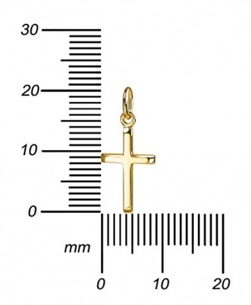 Kreuz Kette 585 Gold Gold-Kreuz für Damen, Herren und Kinder mit abgeflachten Kanten als Ketten-Anhänger 14 Karat mit Schmuck-Etui und Kette 55 cm - 3