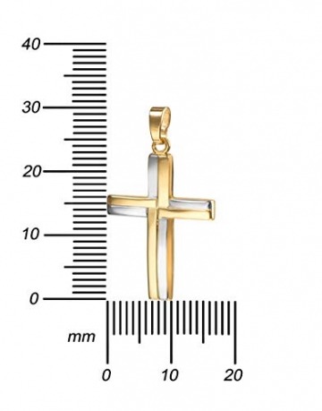 Kreuz Kette-Anhänger für Damen, Herren und Kinder als Ketten-Anhänger 750 Gold 18 Karat bicolor und Schmuck-Etui mit Kette 60 cm - 4