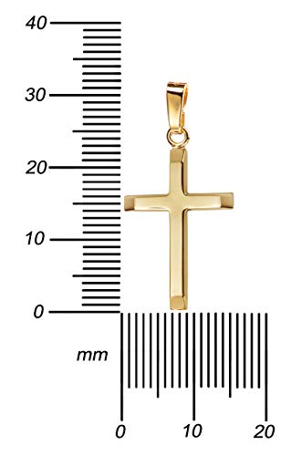 Kreuz Kette Gold Anhänger-Kreuz Gold-Kreuz für Damen, Herren und Kinder mit abgeflachten Kanten als Ketten-Anhänger 750 Gold 18 Karat mit Schmuck-Etui und Kette 50 cm - 3