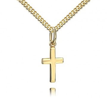 Kreuz Kette Kreuz-Anhänger 585 Gold Gold-Kreuz für Damen, Herren und Kinder Ketten-Anhänger 14 Karat Mit Kette - Kettenlänge 45 cm. - 2