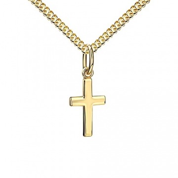 Kreuz Kette Kreuz-Anhänger 585 Gold Gold-Kreuz für Damen, Herren und Kinder Ketten-Anhänger 14 Karat Mit Kette - Kettenlänge 45 cm. - 1