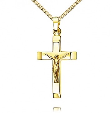 Kreuz Kette Kruzifix-Anhänger 750 Gold 18 Karat Kreuz-Anhänger Jesus Christus Ketten-Anhänger mit Schmuck-Etui Mit Kette - Kettenlänge 45 cm. - 2