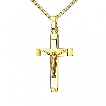 Kreuz Kette Kruzifix-Anhänger 750 Gold 18 Karat Kreuz-Anhänger Jesus Christus Ketten-Anhänger mit Schmuck-Etui Mit Kette - Kettenlänge 45 cm. - 1