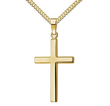 Kreuz mit Kette 750 Gold 18 Karat / 18K Gold-Kreuz Ketten-Anhänger + Schmuck-Etui und Zertifikat Mit Kette 45 cm - 1