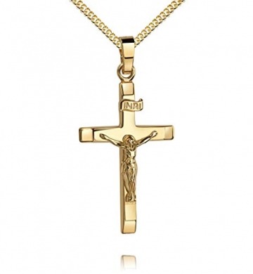 Kreuzkette Gold Kreuz-Anhänger Kruzifix Jesus Christus Kettenanhänger 585 Gold 14 Karat 14K. Mit Kette Länge 60 cm - 2