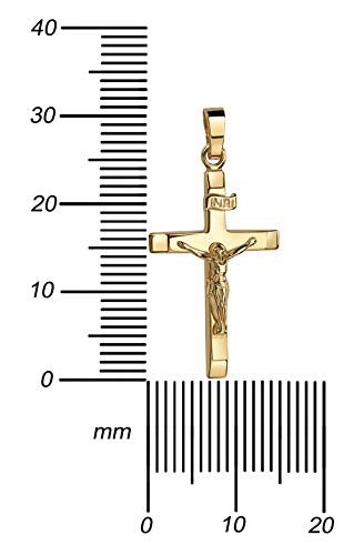 Kreuzkette Gold Kreuz-Anhänger Kruzifix Jesus Christus Kettenanhänger 585 Gold 14 Karat 14K. Mit Kette Länge 60 cm - 3