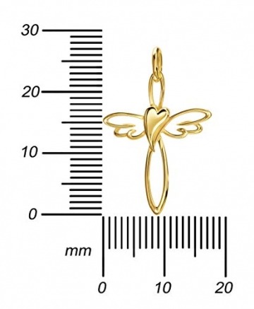 Kreuzkette Gold Kreuz-Herz-Flügel-Anhänger 585 Gold 14 Karat als Kettenanhänger Mit Kette Länge 60 cm - 3