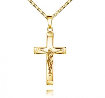 Kreuzkette Kruzifix Kreuz-Anhänger Goldkreuz Jesus Christus Kettenanhänger 585 Gold 14 Karat Mit Kette Länge 60 cm - 2