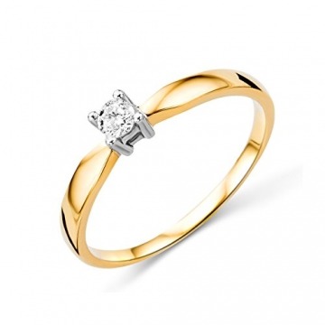 Miore Bicolor Solitär Verlobungsring aus 14 KT 585 Bicolor Gelbgold/Weißgold mit Diamant Brillant 0.10 ct - 1