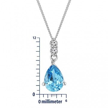 Miore Kette Damen 0.06 Ct Diamant Halskette mit tropfen Anhänger Edelstein/Geburtsstein Topas in blau Kette aus Weißgold 9 Karat / 375 Gold, Halsschmuck mit Diamanten Brillanten 45 cm lang - 2